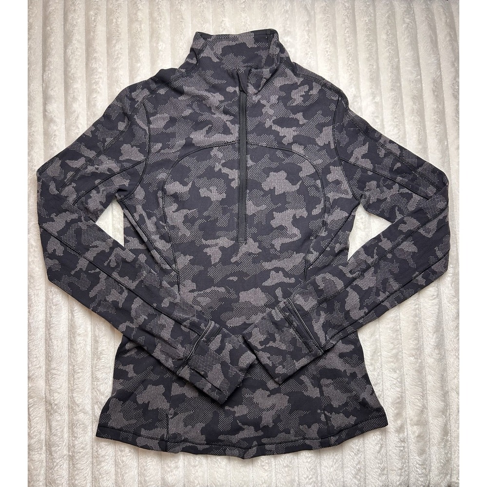 Lululemon Run Briskly 1/2 Zip Heritage Camo Jacquard Black Lunar Rock Jacket 0